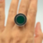 Green Onyx Round Double Bezel Ring