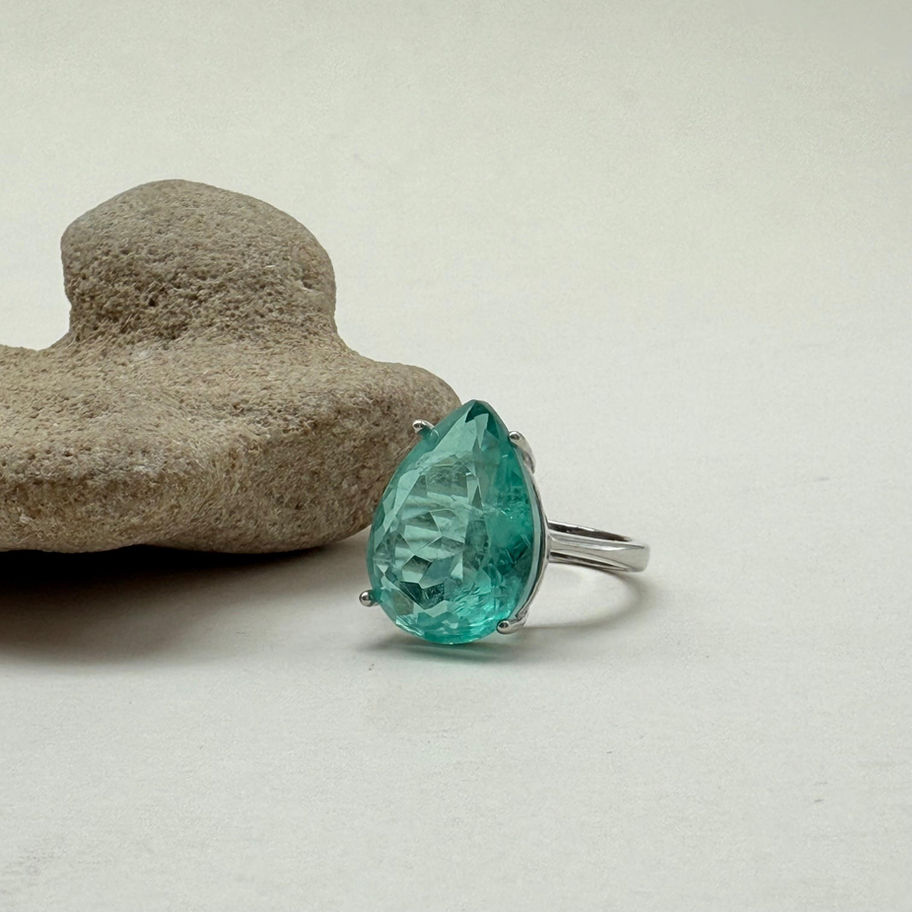 Paraiba Tourmaline Pear Ring