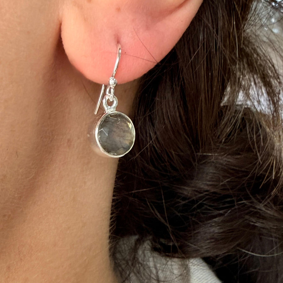 Faceted Round Labradorite Earrings