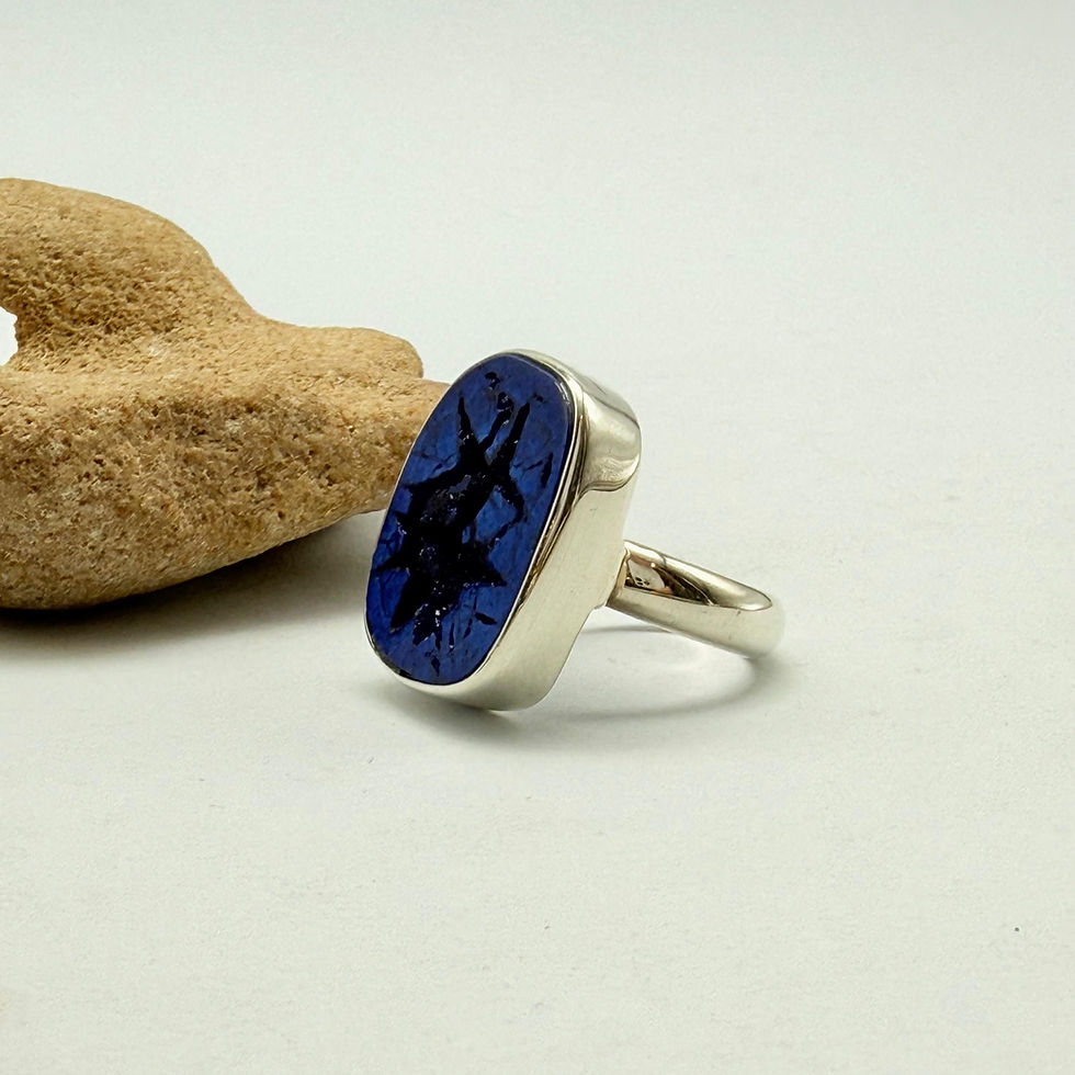 Blue Azurite Druzy Adjustable Ring