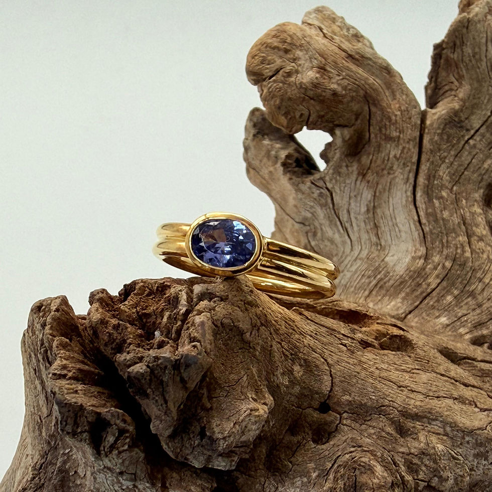 Gold Plated Double Band Oval Tanzanite Ring