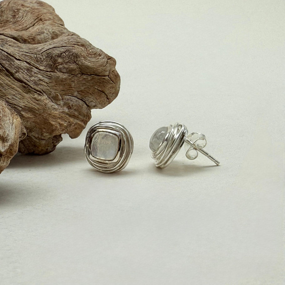 Moonstone Wrap Frame Earrings