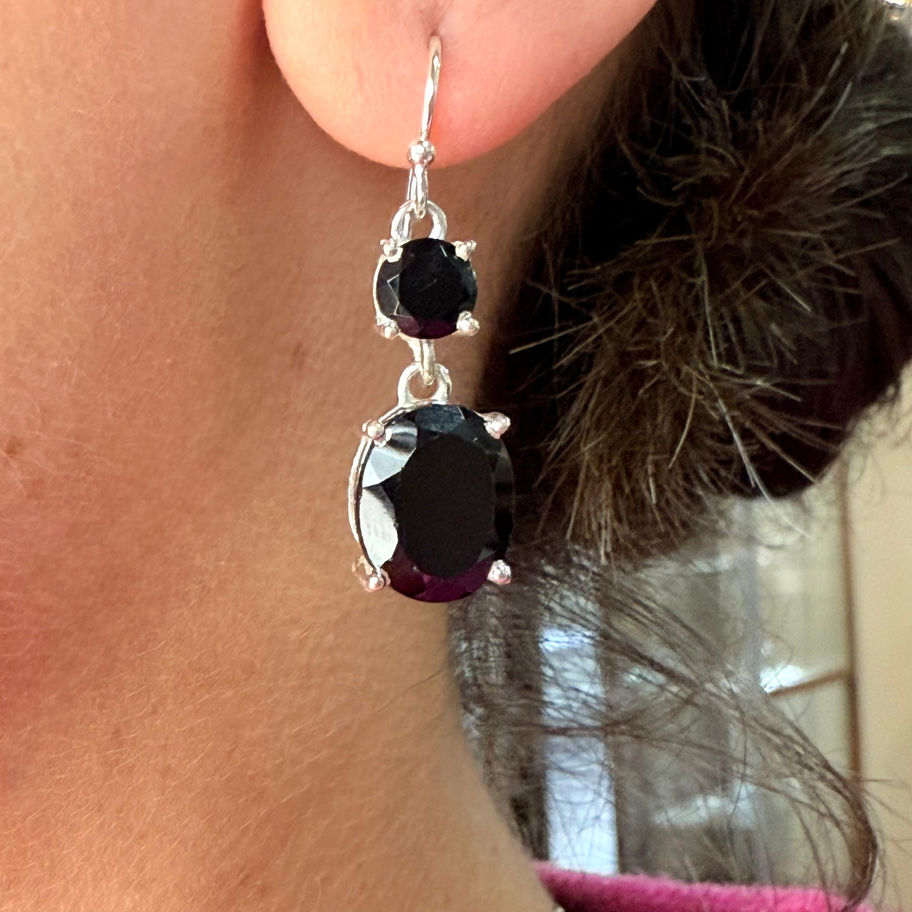 Claw Set Onyx Double Drop Earrings