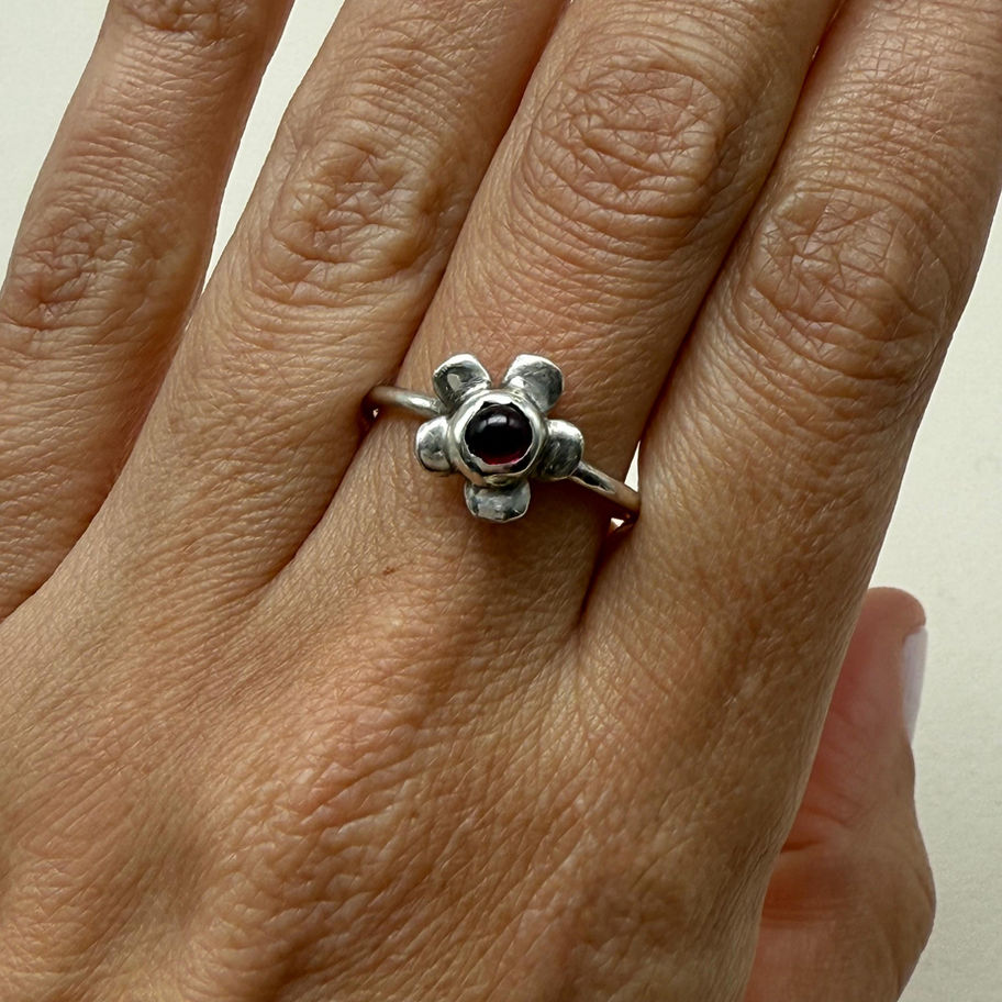 Garnet Flower Ring