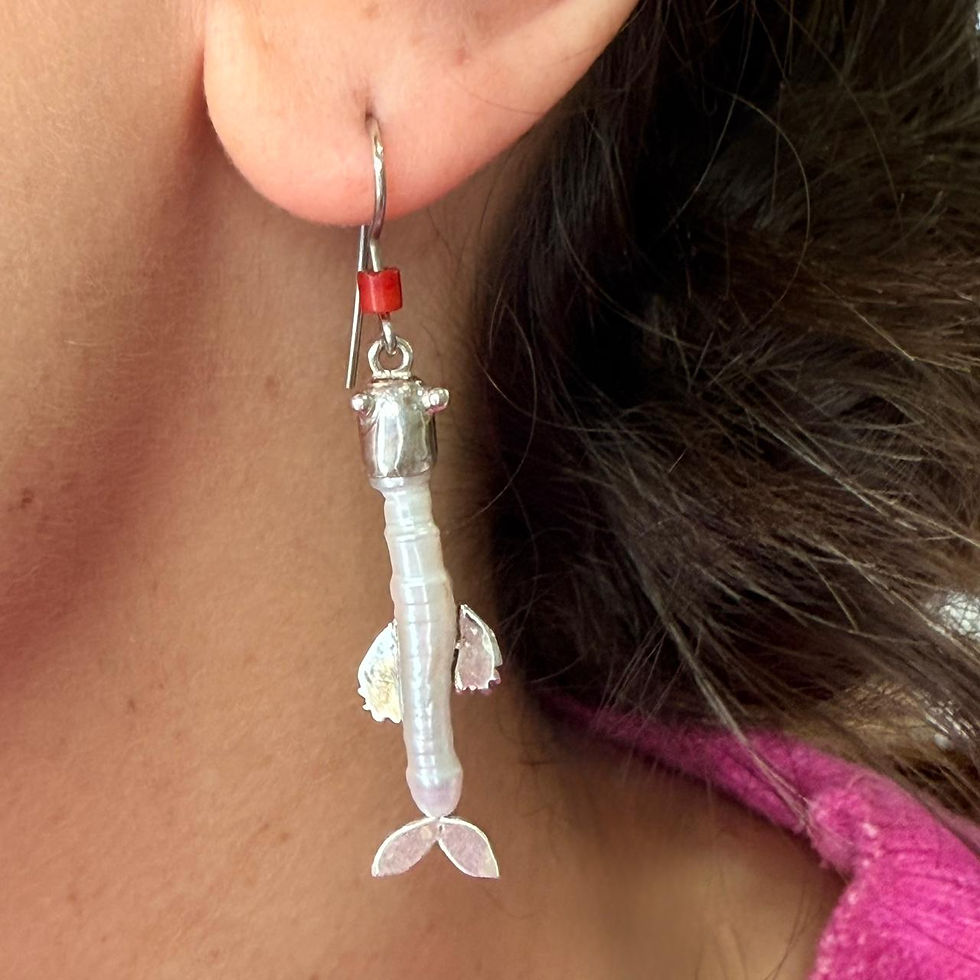 Coral and Pearl Fish Earrings