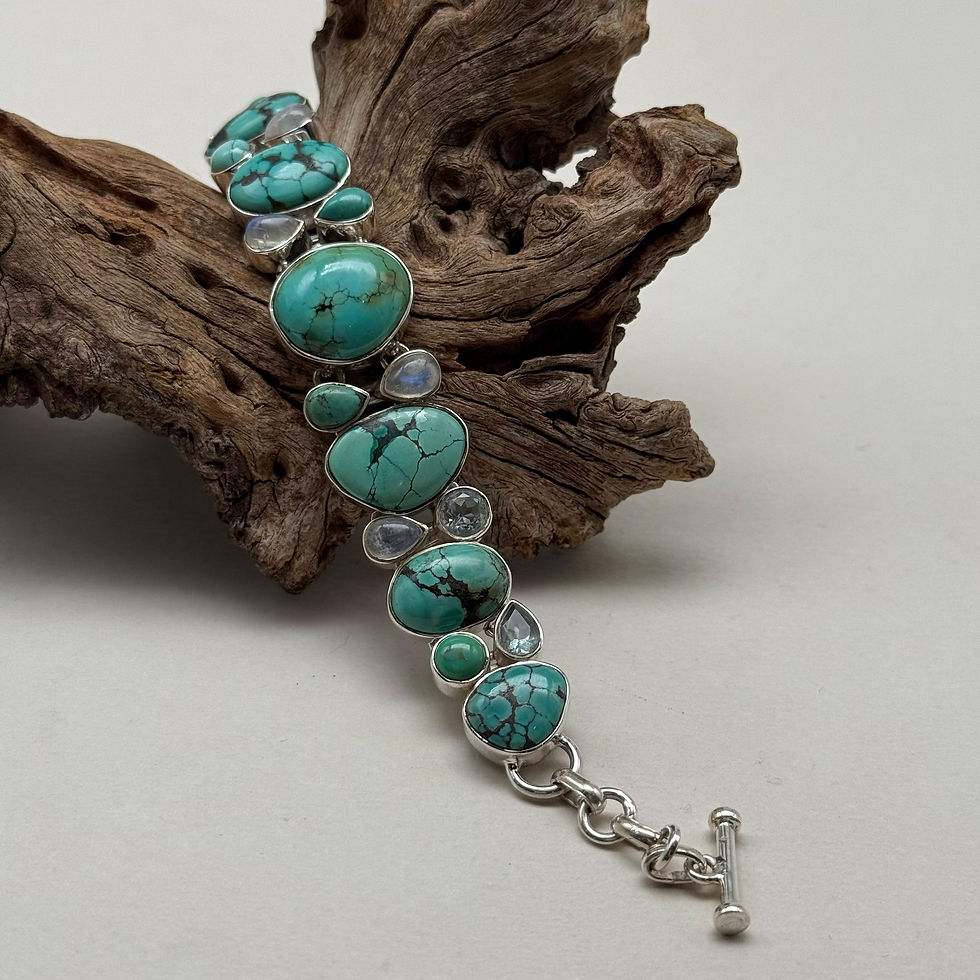 Turquoise, Moonstone and Blue Topaz Bracelet