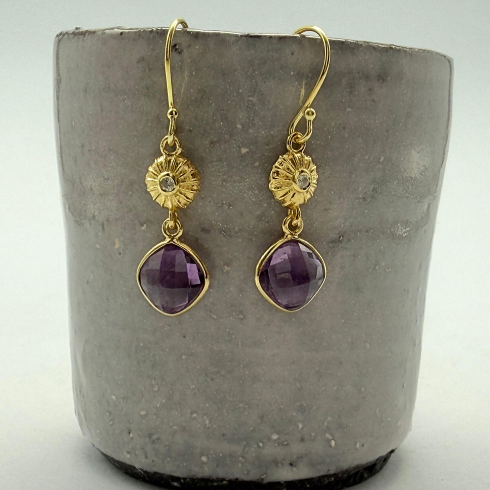 Gold Plated Amethyst and Crystal Sea Urchin Earrings
