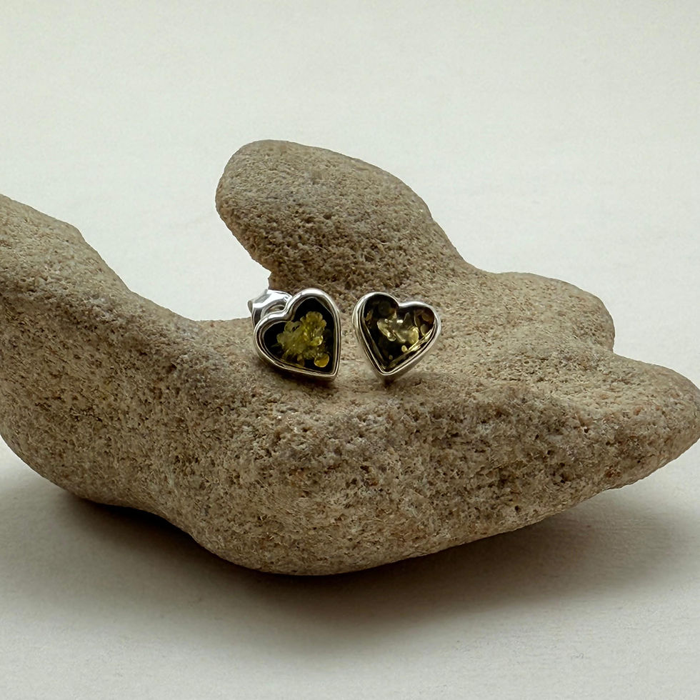 Amber Heart Studs