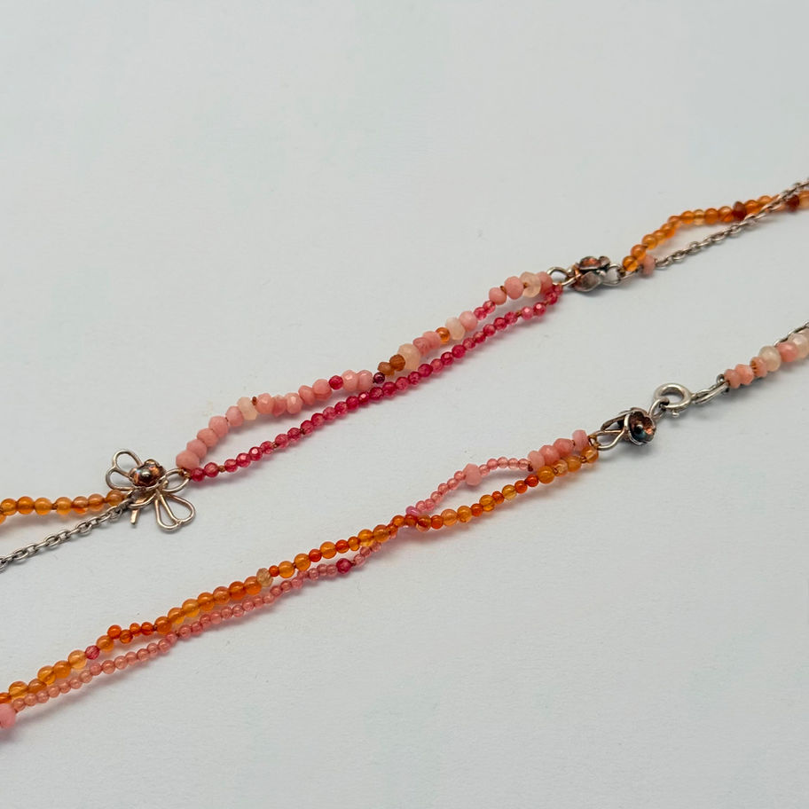 Long Carnelian and Cherry Opal Necklace