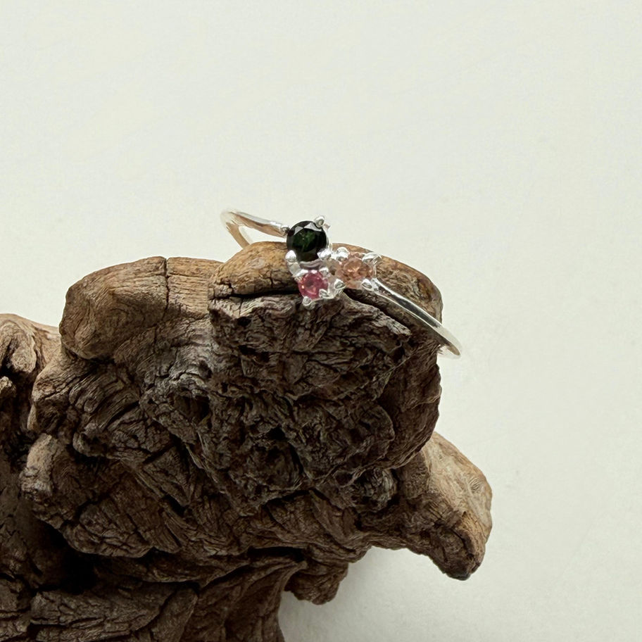 Trio Gemstone Heart Ring