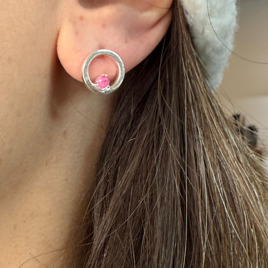 Rubalite Circle Earrings