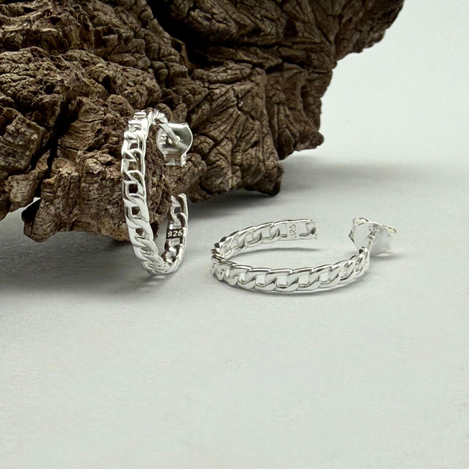 Chain Pattern Hoop Earrings