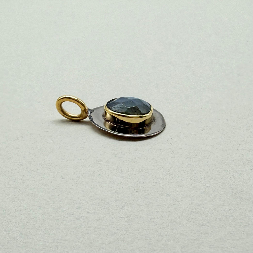 Blackened Silver and Gold Plated Labradorite Pendant