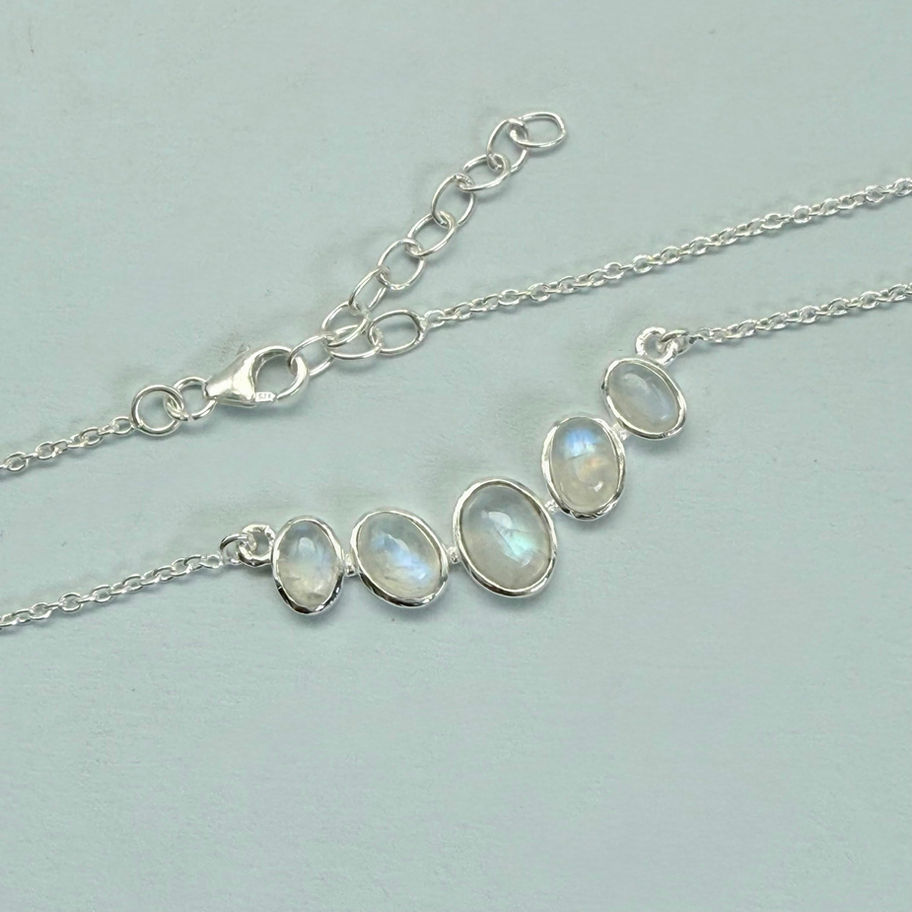 Rainbow Moonstone Ovals Necklace