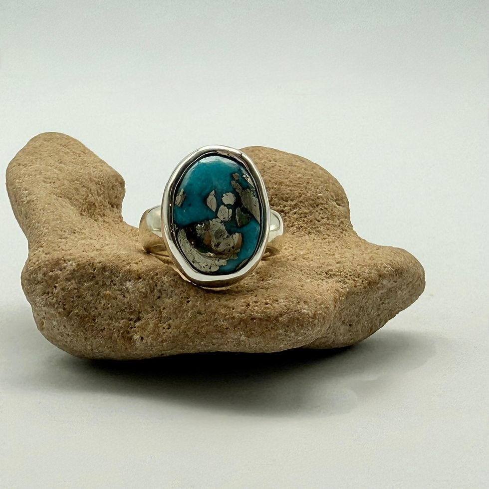 Turquoise with Pyrite Oval Ring