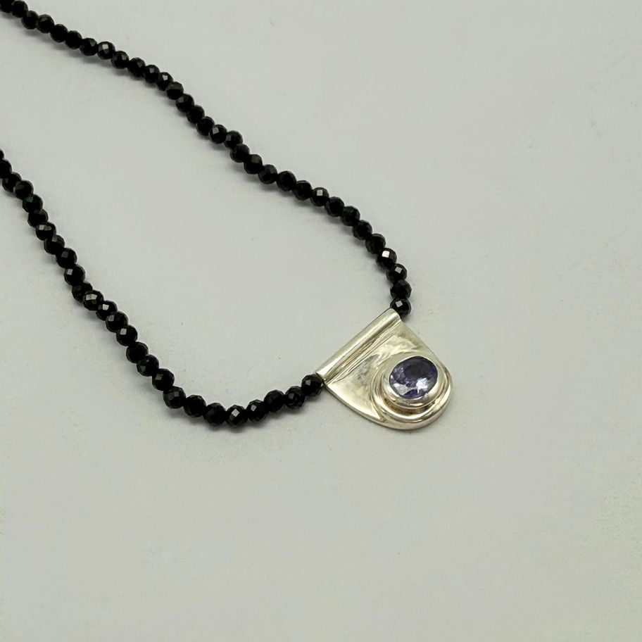 Tanzanite Pendant on Spinel Bead Necklace