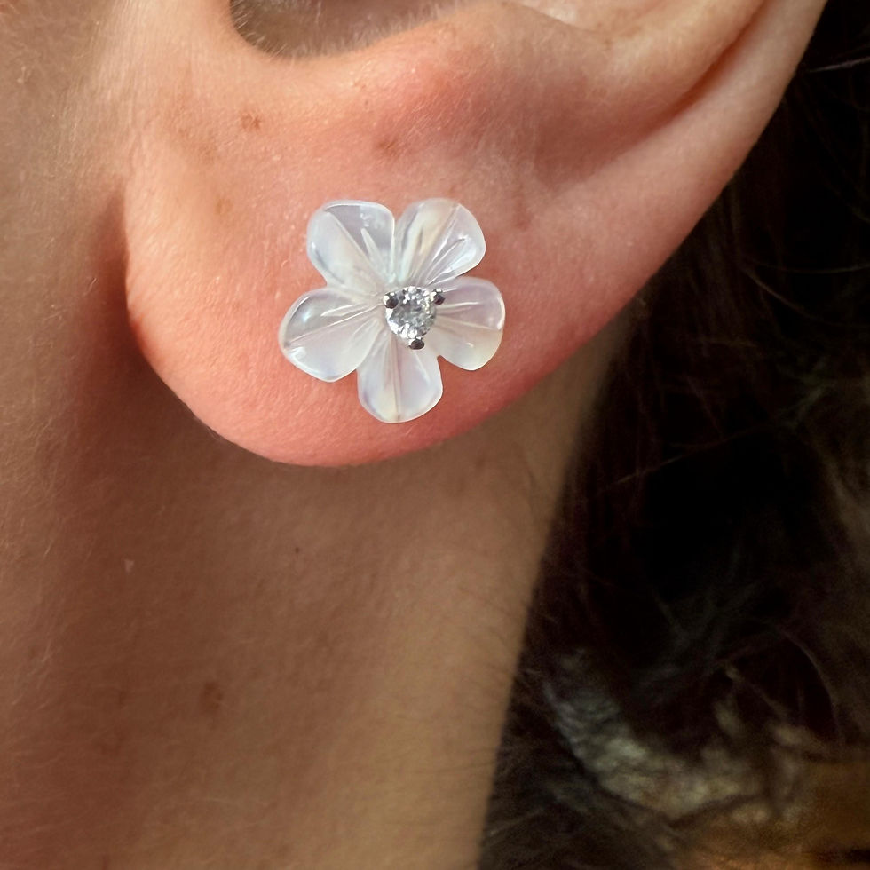 Mother of Pearl and Cubic Zirconia Flower Earrings