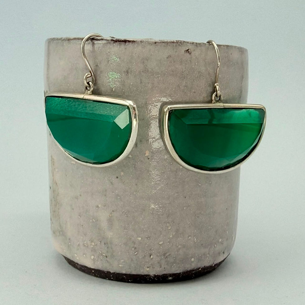 Green Onyx Half Moon Earrings