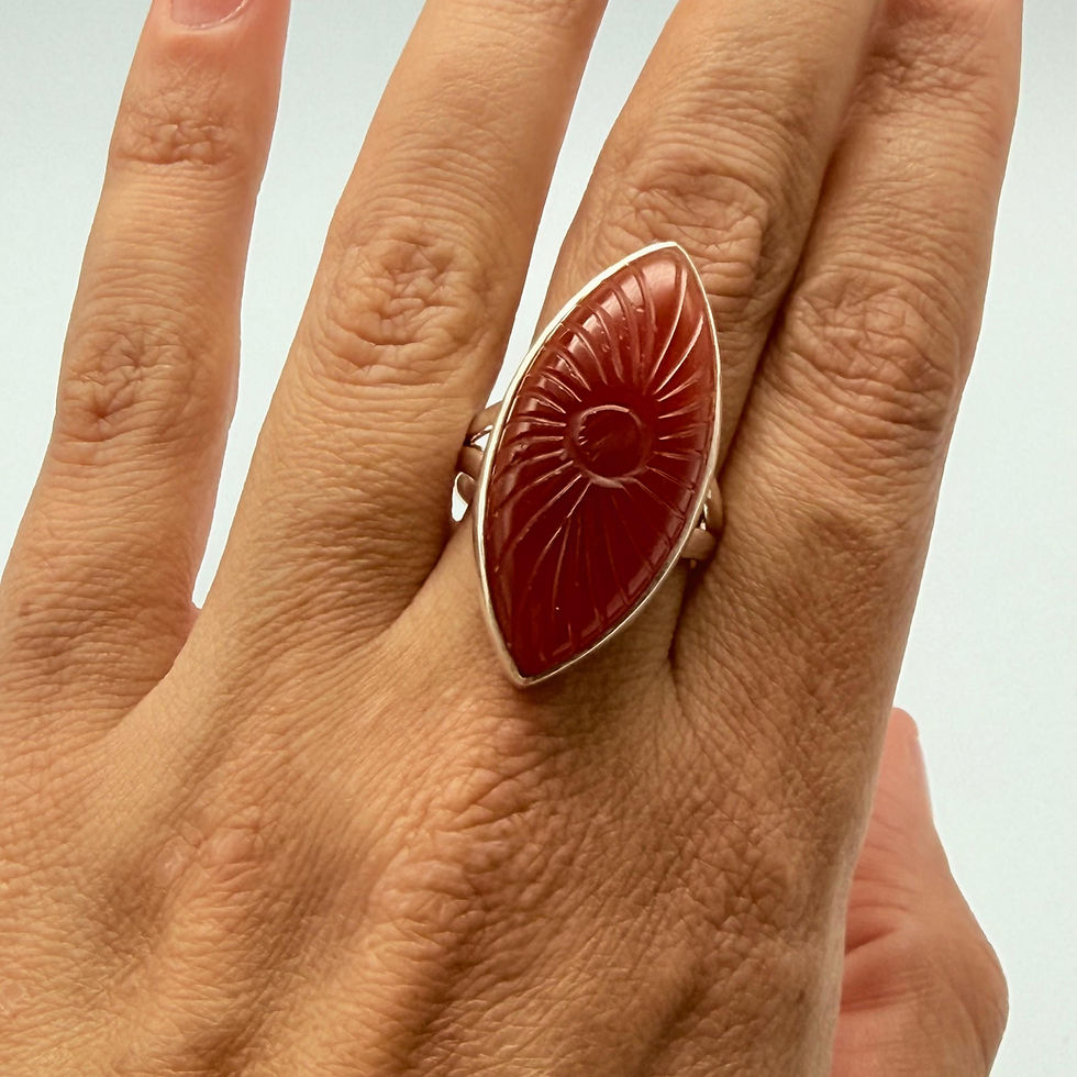 Carnelian Flower Carved Ring