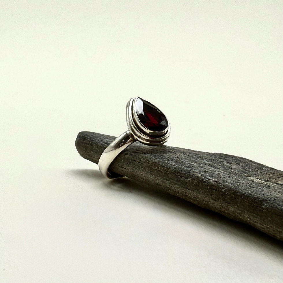 Thumbnail: Faceted Garnet Pear Ring