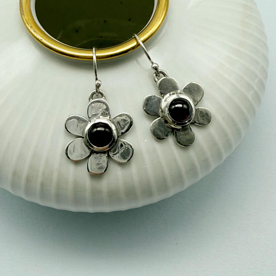 Garnet Flower Earrings
