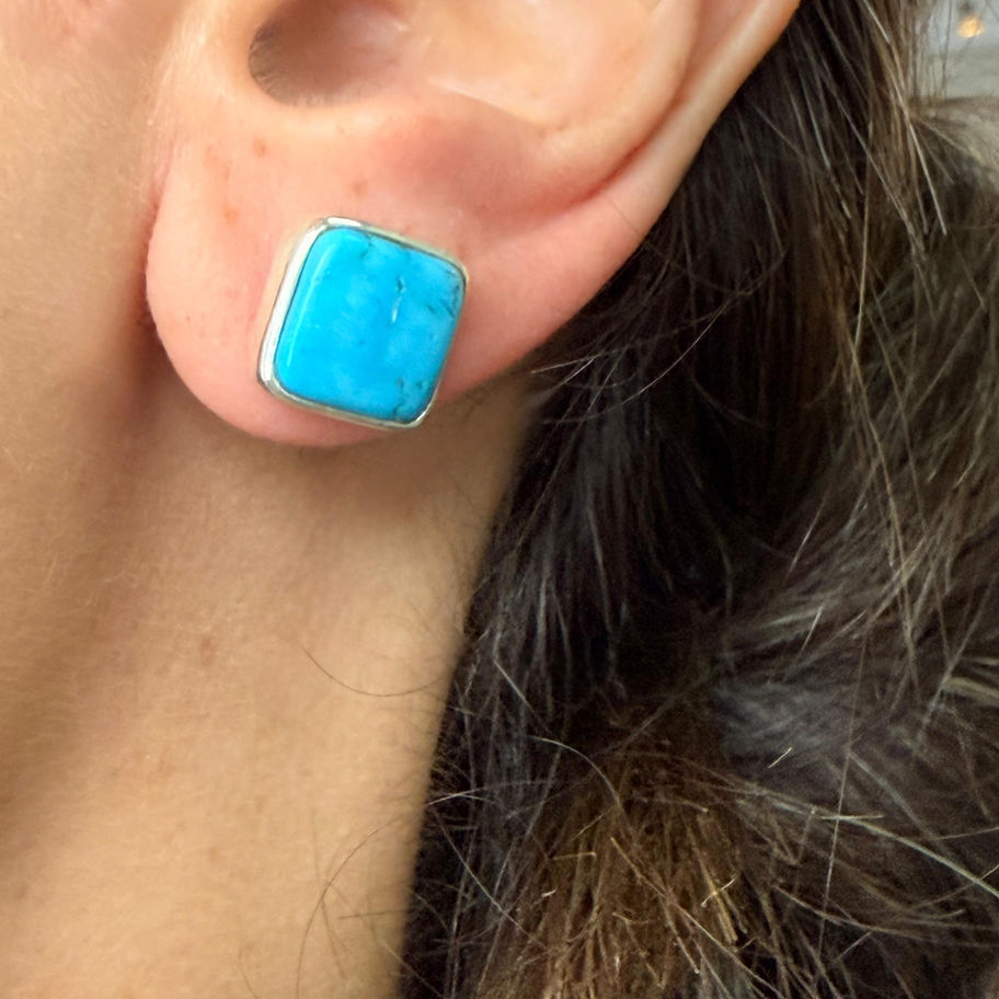 Turquoise Square Stud Earrings