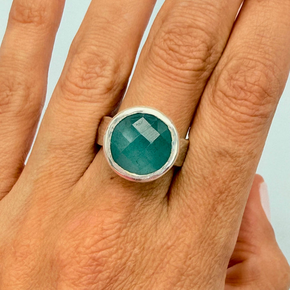 Round Faceted Aquamarine Ring