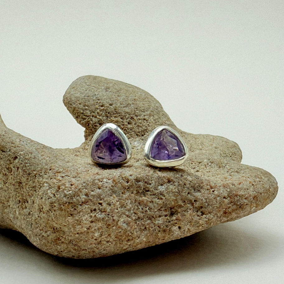 Amethyst Trillion Earrings
