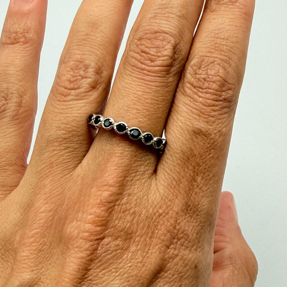 Black Spinel Half Eternity Ring