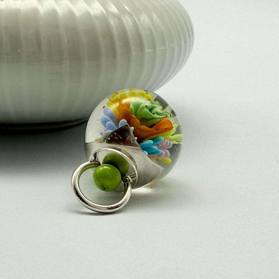 Floral Glass Lamp Work Pendant