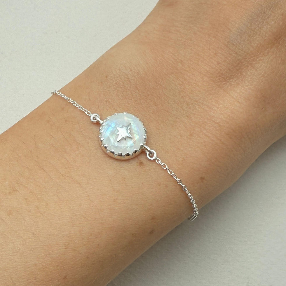 Moonstone Bracelet with Silver Detailing