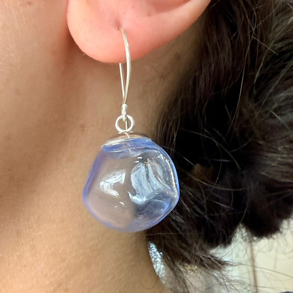 Light Blue Squashed Glass Earrings