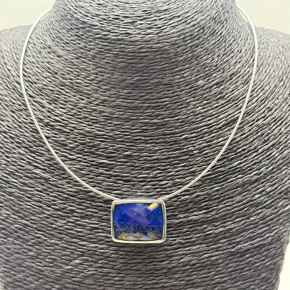 Faceted Lapis Lazuli Pendant on Omega Chain