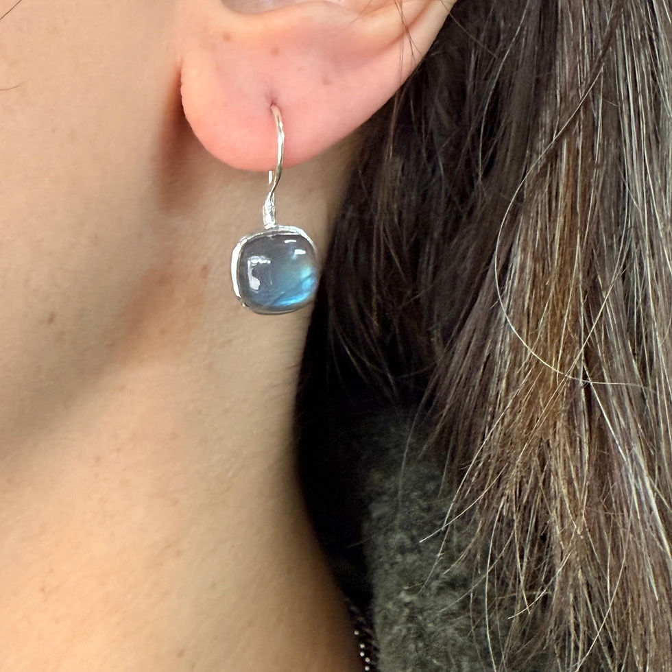 Labradorite Cabochon Cushion Earrings