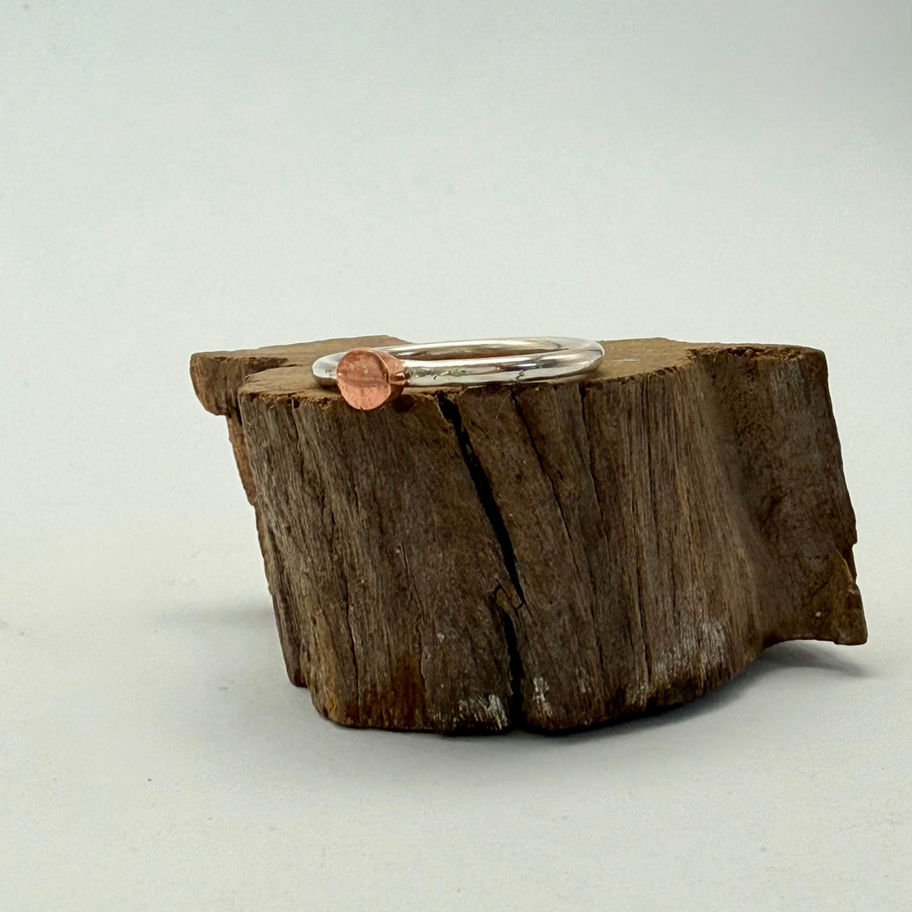 Copper Detail Geometric Stacking Ring