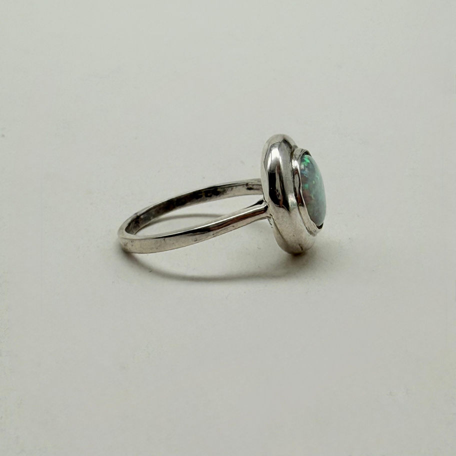 Round White Opalite Ring