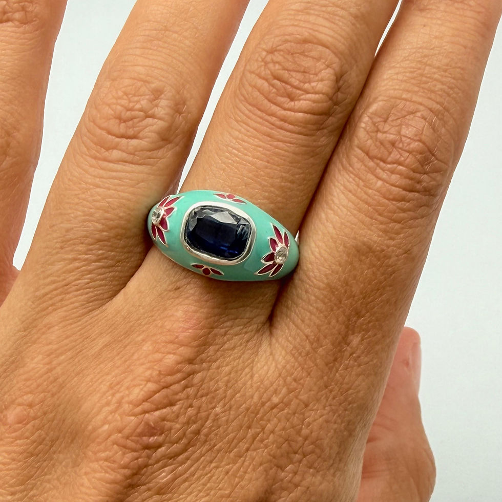 Iolite and Enamel Ring