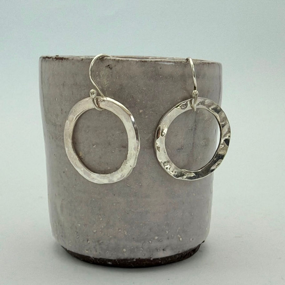 Hammered Open Circle Earrings