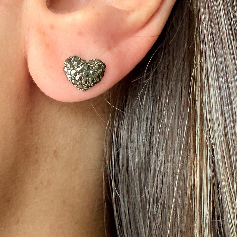 Marcasite Heart Stud Earrings