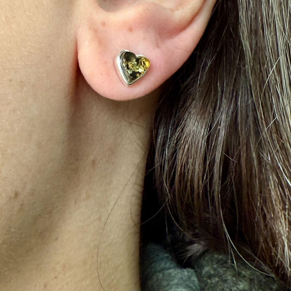 Amber Heart Studs
