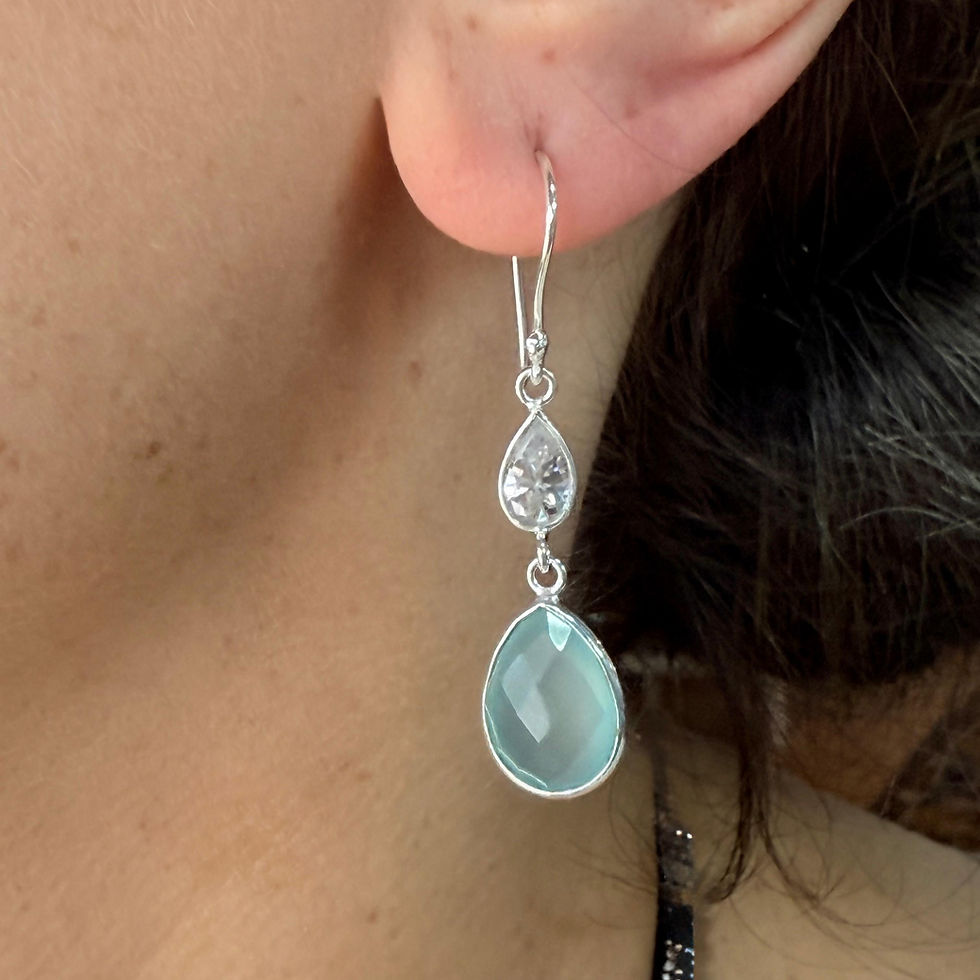 Clear Quartz and Aqua Calci Earrings