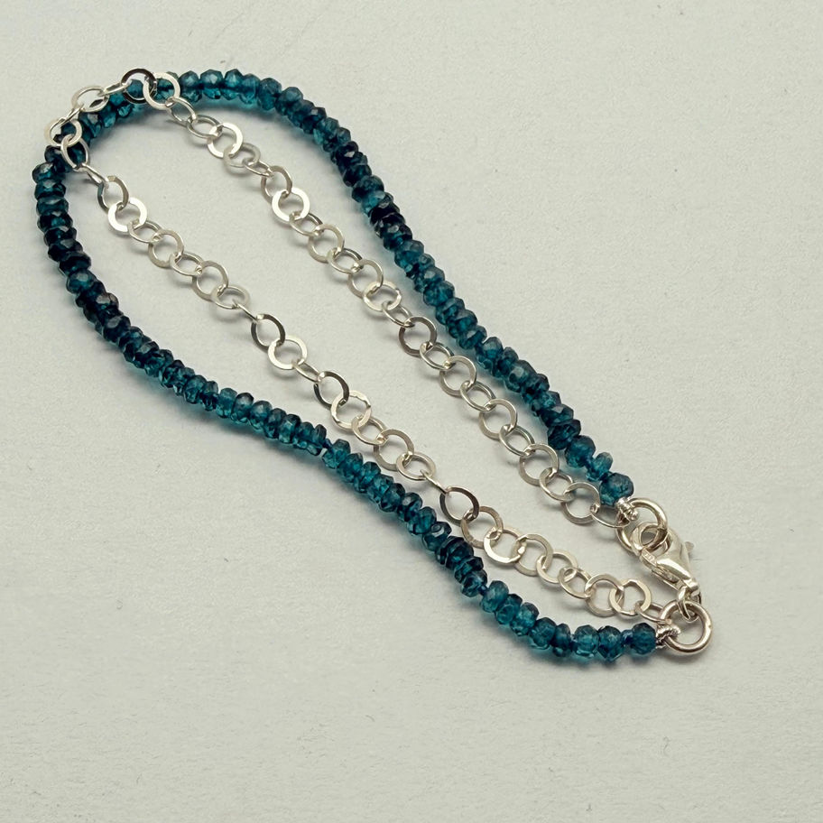 London Blue Topaz and Round Link Chain Bracelet