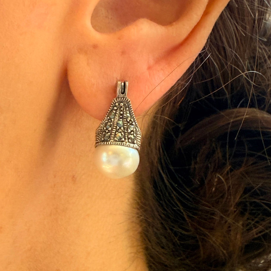 Pearl and Marcasite Earrings