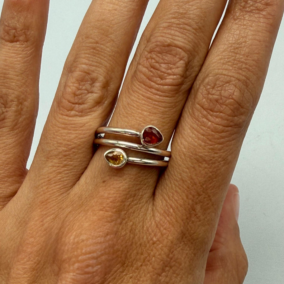 Orange and Yellow Sapphire Wrap Ring