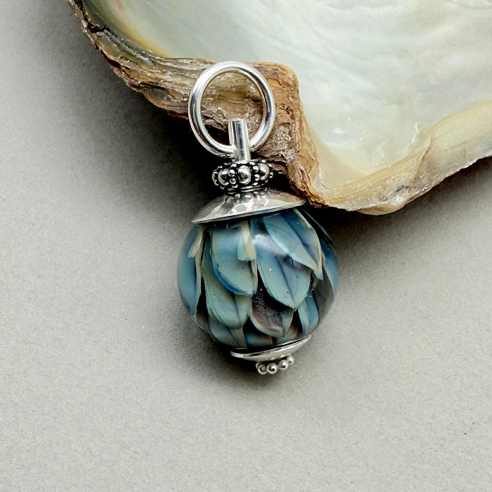 Grey Blues Petal Glass Pendant