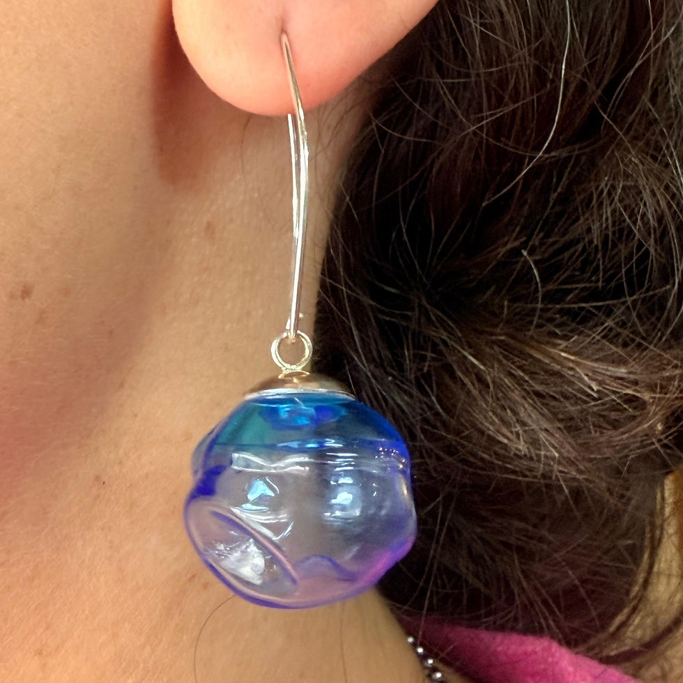 Blue Lamp Work Glass Earrings