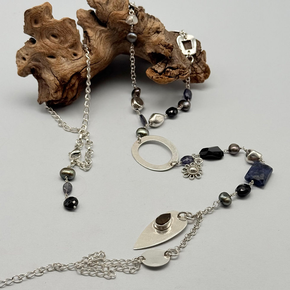 Gemstone and Pearl Long Y- Necklace