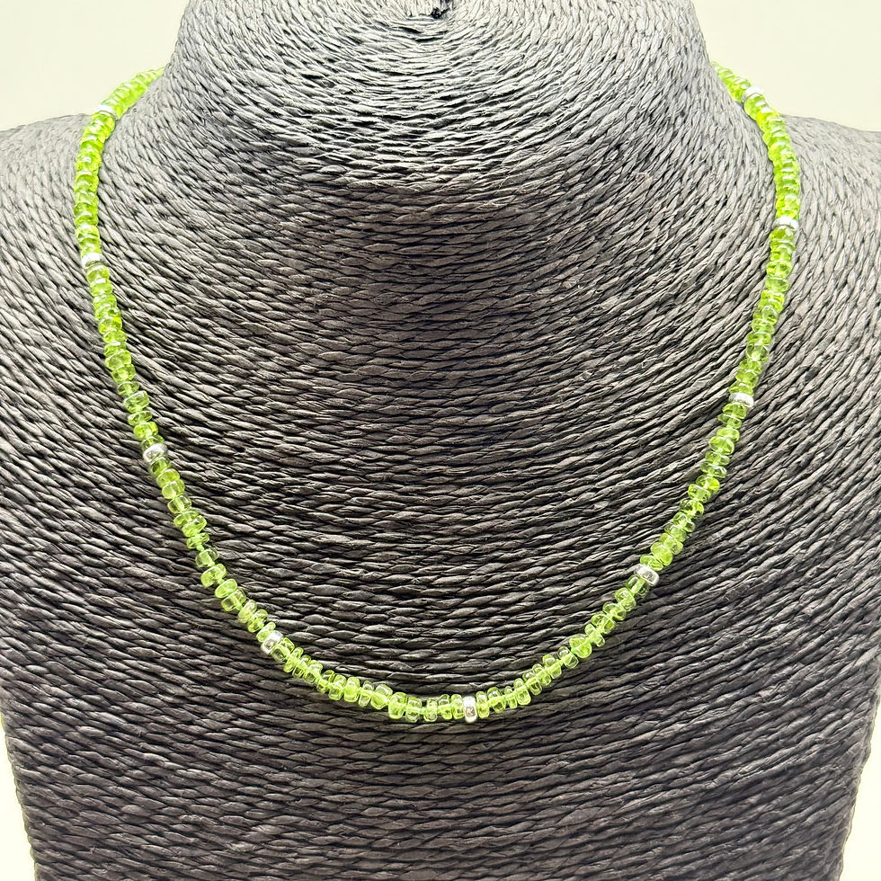Peridot and Silver Bead Necklace