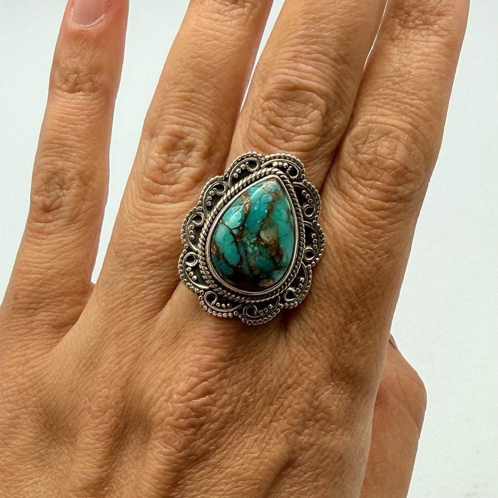 Turquoise Ornate Rope Frame Ring