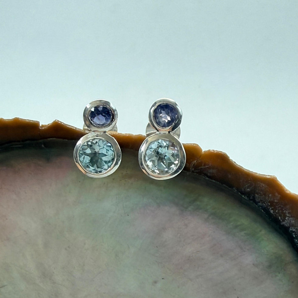 Iolite and Blue Topaz Duo Stud Earrings